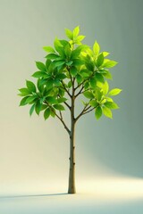 Fototapeta premium A single branch of a tree on a plain surface with soft lighting, nature, branch