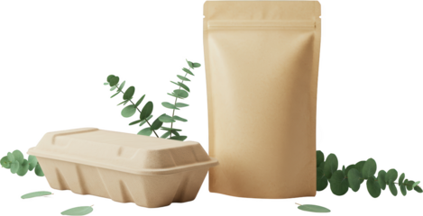 Eco Friendly Food Packaging Sustainable Kraft Paper Containers and Bags with Eucalyptus