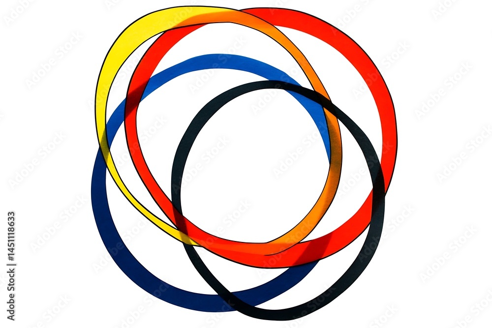Aufkleber abstract intertwined colorful rings a vivid visual representation of interconnectedness and unity, s