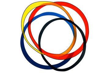 Abstract Intertwined Colorful Rings A Vivid Visual Representation of Interconnectedness and Unity, Symbolizing Harmony and Dynamic Balance in a Modern Artistic Composition