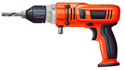 Professional Illustration of Hand Drill Tool on White Background for Carpentry and Construction Industry