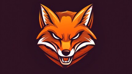 Obraz premium Fierce Fox Head, Dark Background