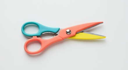 Colorful kitchen shears on white background