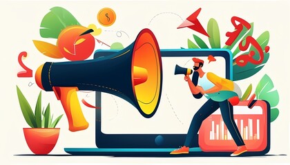 Digital marketing strategies for business growth online platforms infographic style vibrant colors engaging viewpoint