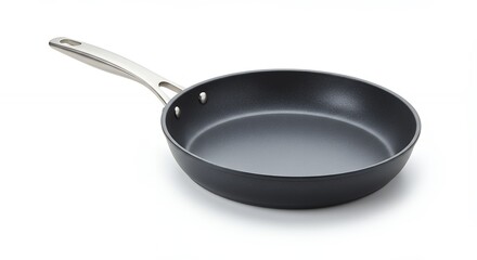Dark gray frying pan isolated on white background