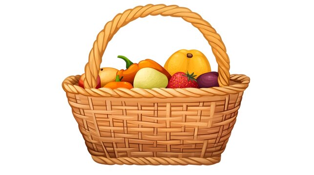 Illustration of a Cartoon Woven Picnic Basket for Outdoor Picnics and Gatherings
