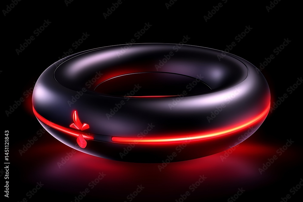 Poster black ring with red accent futuristic design innovation circular shape technology dark background mi