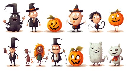 Cheerful Halloween Greeting Cards Featuring a Variety of Spooky Characters and Fun Designs