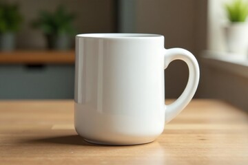 Fototapeta premium Large ceramic mug, simple shape, bright white, mug, studio, utensil