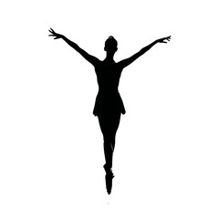 Solid black silhouette of a ballerina poised, vector EPS