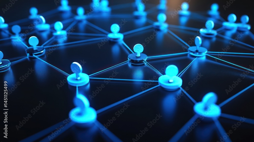 Poster abstract interconnected network representing social connectivity and relationships