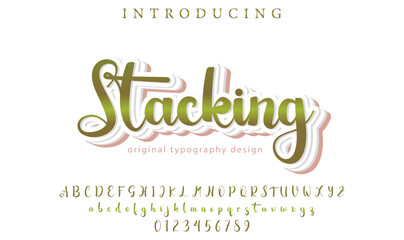 Stacking Font Stylish brush painted an uppercase vector letters, alphabet, typeface