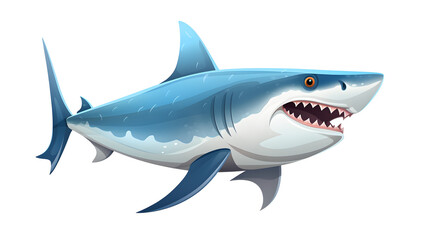 Obraz premium Vibrant Illustration of a Shark Swimming in the Deep Blue Sea