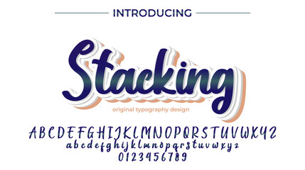 Stacking Font Stylish brush painted an uppercase vector letters, alphabet, typeface