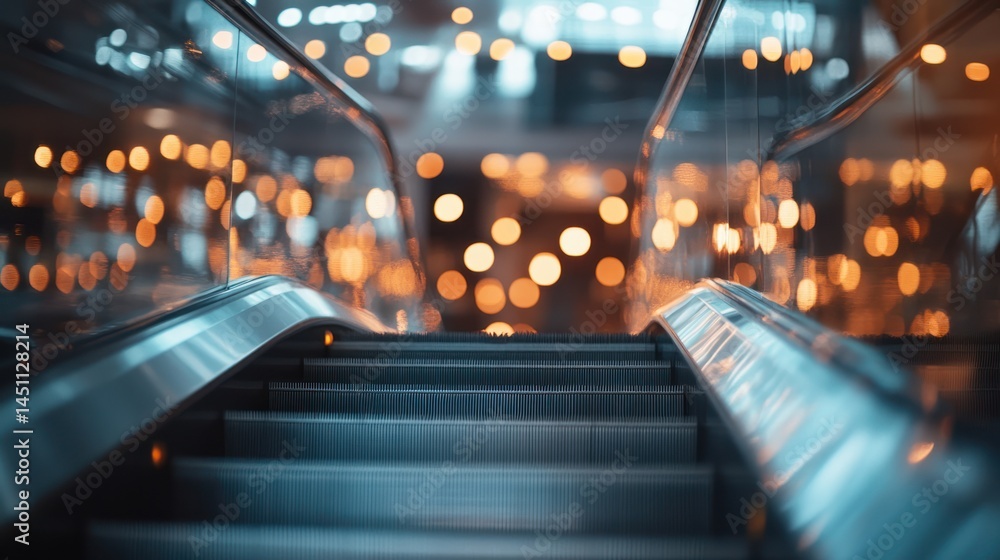Poster abstract view of an escalator with blurred lights creating a dreamlike atmosphere