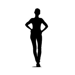 Fototapeta premium Solid black silhouette of a model posing, vector EPS