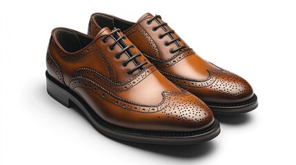 Elegant Tan Leather Brogue Oxford Shoes