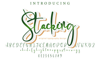 Stacking Font Stylish brush painted an uppercase vector letters, alphabet, typeface