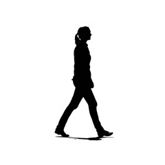 Solid black silhouette of a woman walking, vector EPS