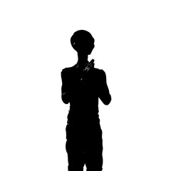 Solid black silhouette of an alien observing, vector EPS