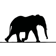 Fototapeta premium Solid black silhouette of an elephant walking, vector EPS