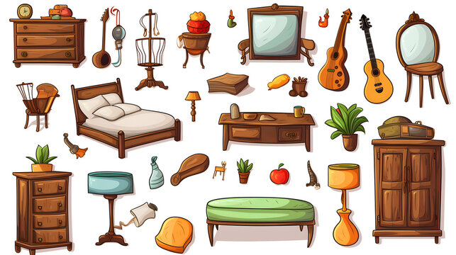 Diverse Collection of Objects on White Background for Creative Design Projects