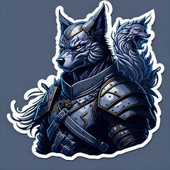 Noble Wolf Sentinel Sticker style. Generative AI 

