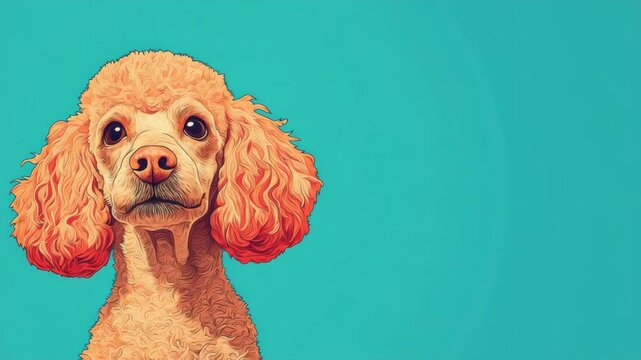 Artistic illustration of a poodle against a vibrant background.