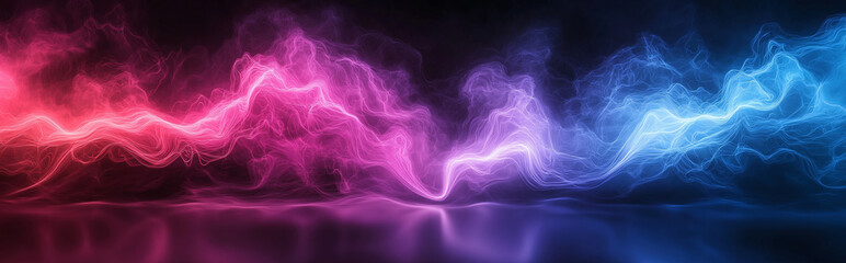 Obraz premium Abstract background with colorful smoke clouds in shades of pink purple and blue on a dark surface
