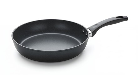Dark gray frying pan on white background