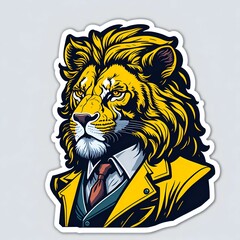 Detective Lion Sticker. Generative AI