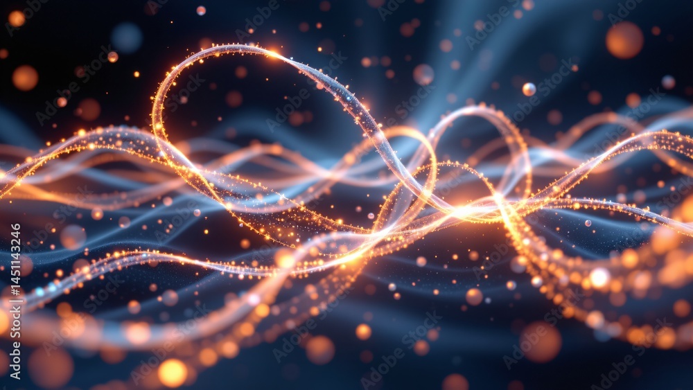 Poster dynamic wave patterns digital space abstract visualization colorful environment close-up view energy