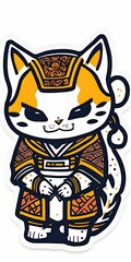 Samurai Cat sticker. Generative AI