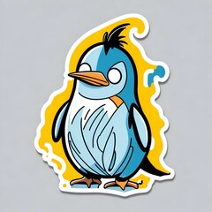 cute kawaii penguin sticker. Generative AI
