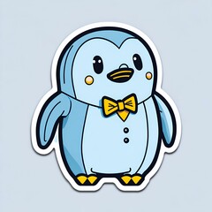cute kawaii penguin sticker. Generative AI
