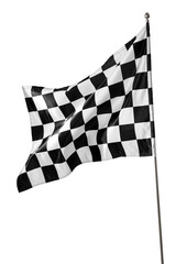 One racing checkered flag isolated on white