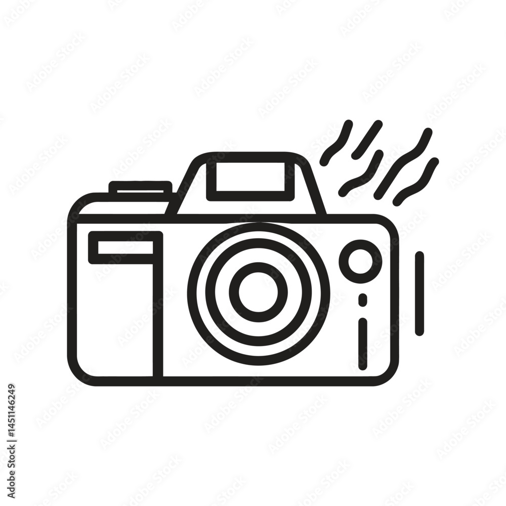 Poster retro camera icon with burst, transparent background design element