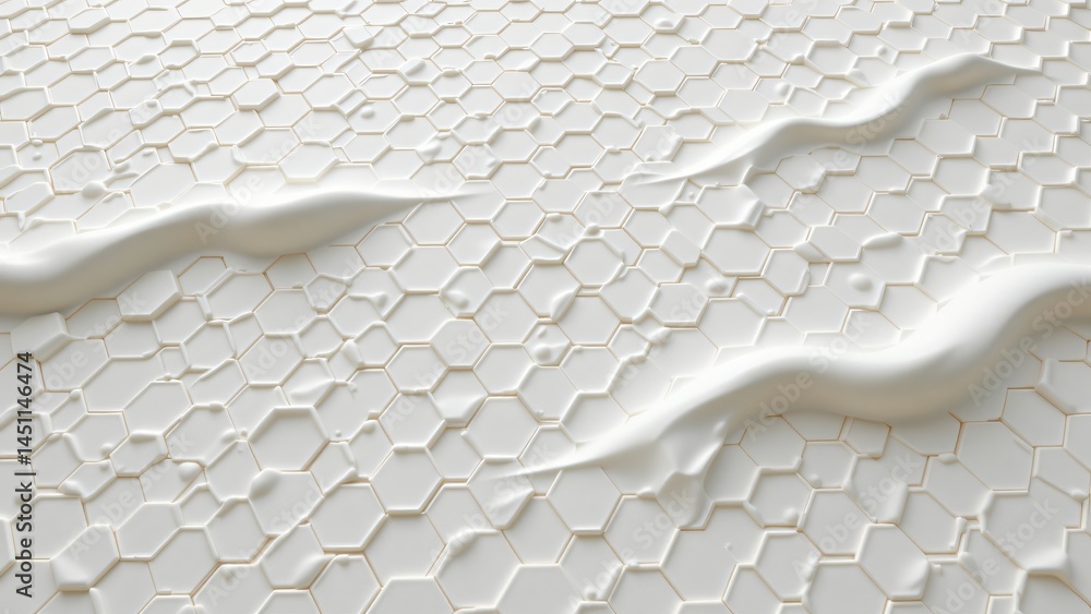 Poster sinuous white textures abstract surface digital art minimalist environment top-down view design conc