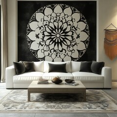 Mandala wall art in modern living room
