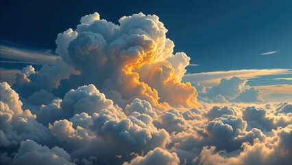 Majestic cloud formation at sunset over the horizon natural landscape photography atmospheric conditions aerial view serenity and wonder