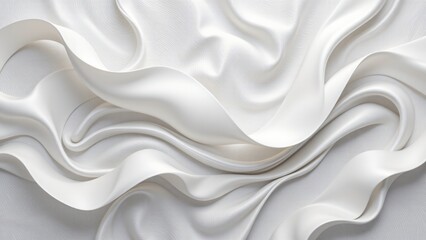 Fototapeta premium Elegant white fabric draping studio space textile close-up minimalist environment abstract viewpoint softness concept for seo impact