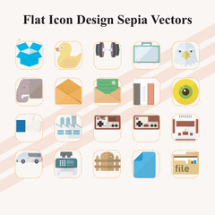 Flat Icon Design Sepia Vectors