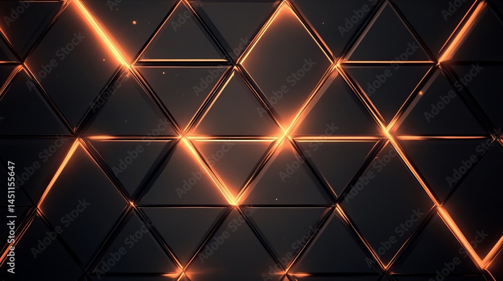 Aufkleber abstract dark triangular geometric pattern background with glowing orange lines elegant modern luxur