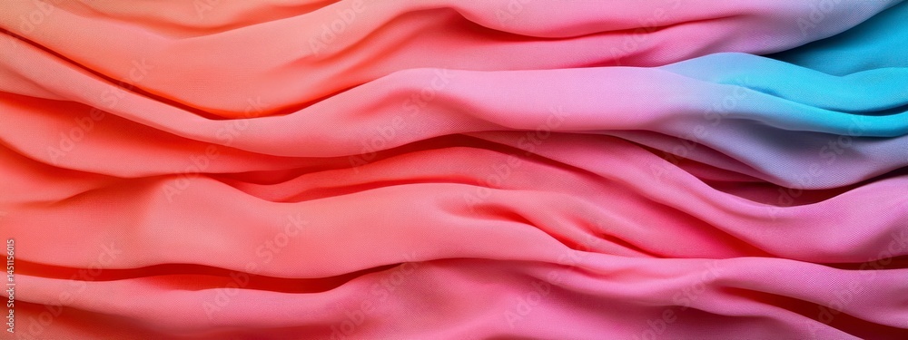 Poster soft flowing fabric in a gradient of warm pinks to cool blues, capturing the elegant texture and gen