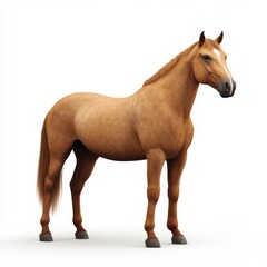 Obraz premium Light brown horse standing against white background