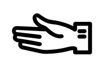Obraz premium Reaching Out: A simple, black-and-white line drawing depicts a hand extended, symbolizing connection, offering, and accessibility, ideal for visual communication.
