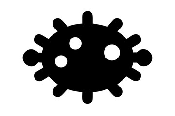 Black and White Virus Icon: A simple yet powerful icon representing a virus, with its distinctive shape and circular elements. This versatile graphic can be used in educational materials.