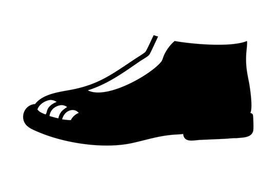 Silhouette of a Tabi Shoe: A minimalist monochrome depiction of a traditional Japanese Tabi shoe, crafted with distinctive split-toe design, offering both visual simplicity and cultural symbolism.