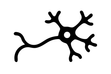 Naklejka premium Neural Pathway: A stylized representation of a neuron in black ink, vividly depicting the intricacies of the nervous system