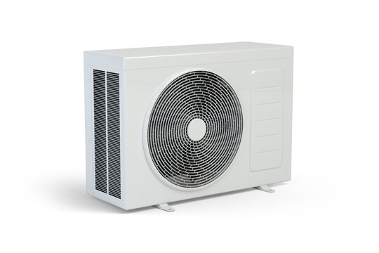 Outdoor unit of an air conditioner - isolated on white. 3D illustration